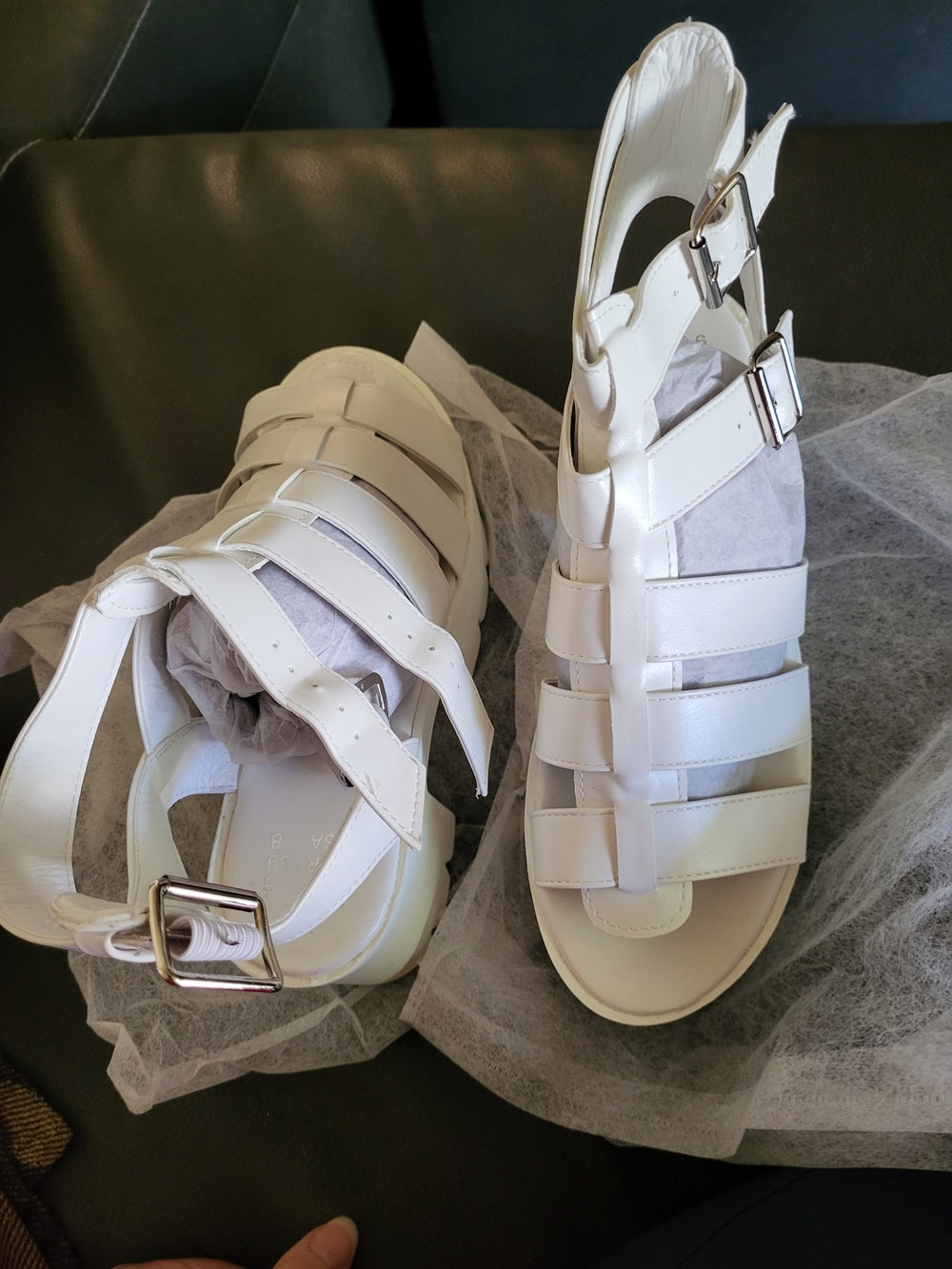 Winter White Strappy Women's Sandals - Classic Gladiator Style